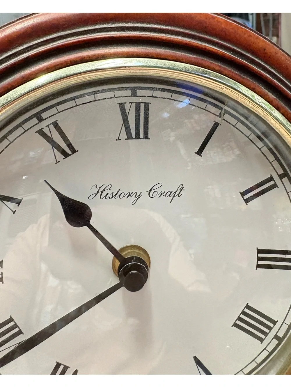 Enesco Brown and Gold Roman Numeral Wall Clock History Craft